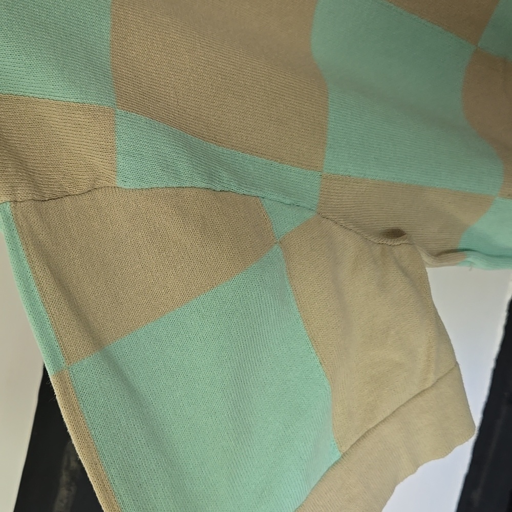 ZARA Aqua and Tan Checkered Polo Shirt - Picture 2 of 9